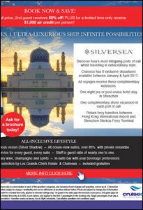 Silversea - Asia 50% off 2nd Guest - 2017